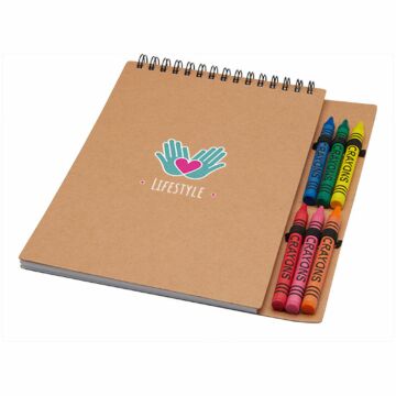 P135 A5 Spiral Soft Cover Notebook and Crayon Set