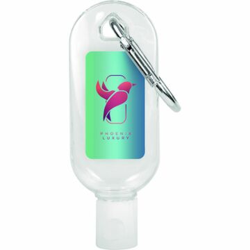 P032 30ml Hand Sanitiser with Carabiner Clip