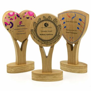 P113 Solid Oak Trophy Award - Full Colour