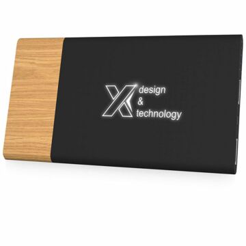 K099 SCX Wood Trimmed Soft Touch Light-Up Powerbank